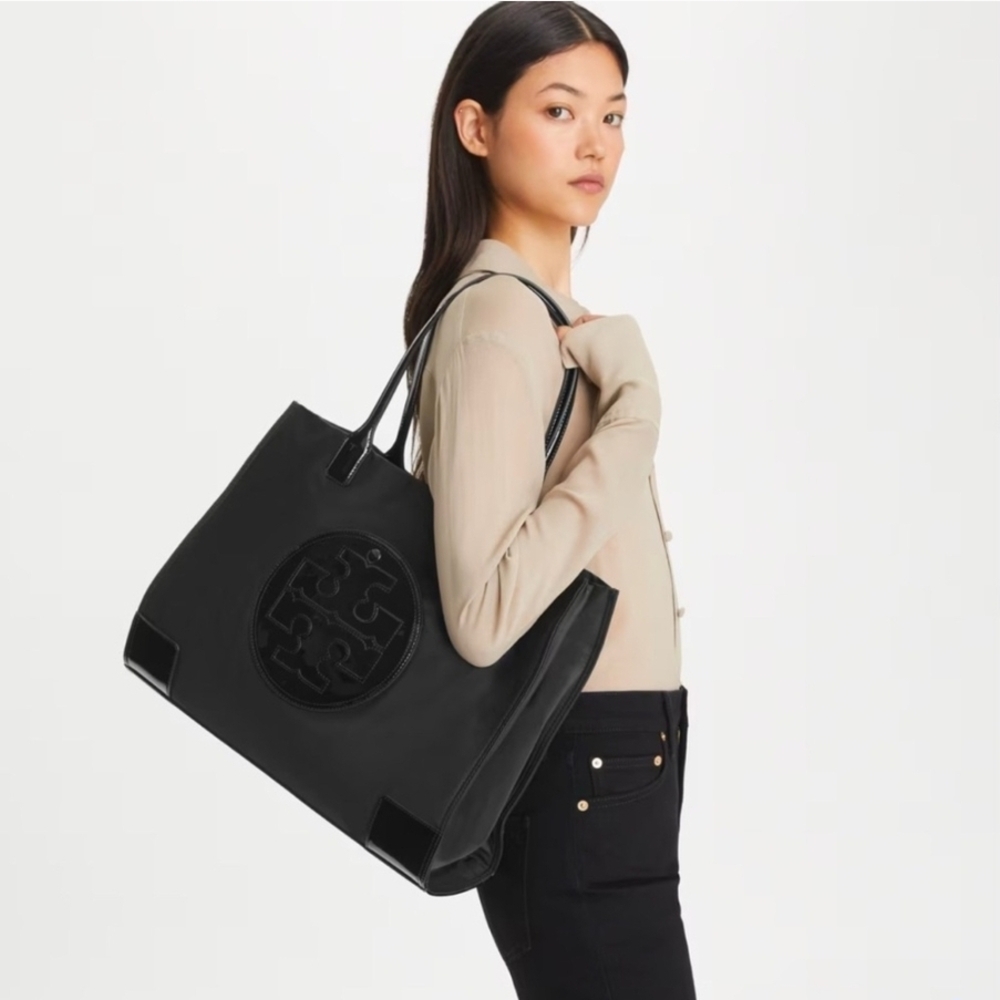 Tory Burch Black Leather Tote Bag
